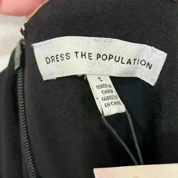 Dress the Population Zahra Sequin Slit Midi Dress Black Gold S new formal - Picture 5 of 7